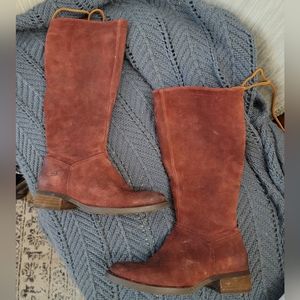 Born Hayden Red Distressed Suede Boots Knee High Size 7.5